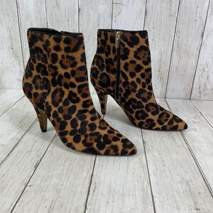 VINCE CAMUTO 9 Cow Hair Animal Print Healed Boots Sz 6.5 Cheetah Leopard EUC